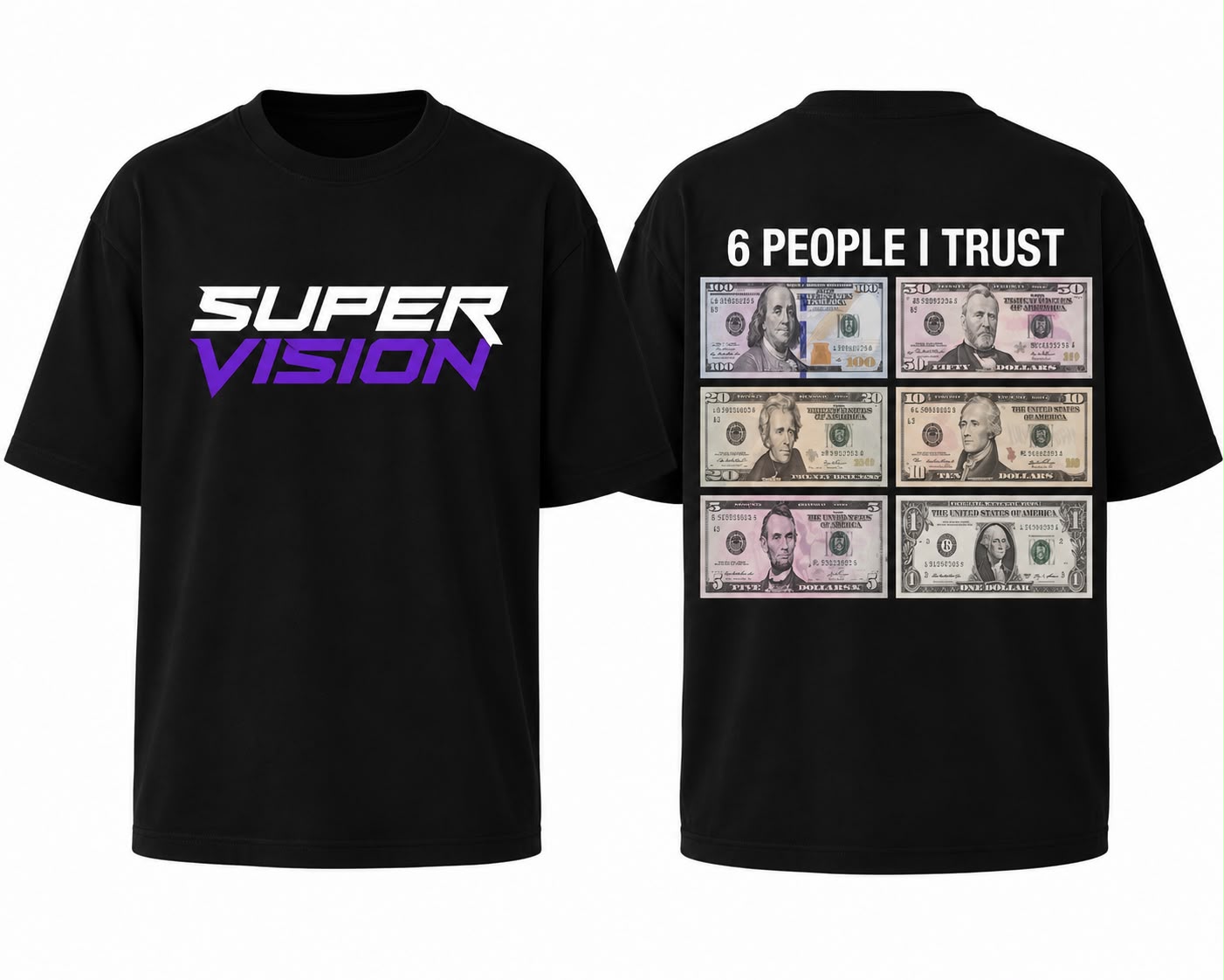 SV Super Vision "6 People I Trust" Oversized Tee — Black