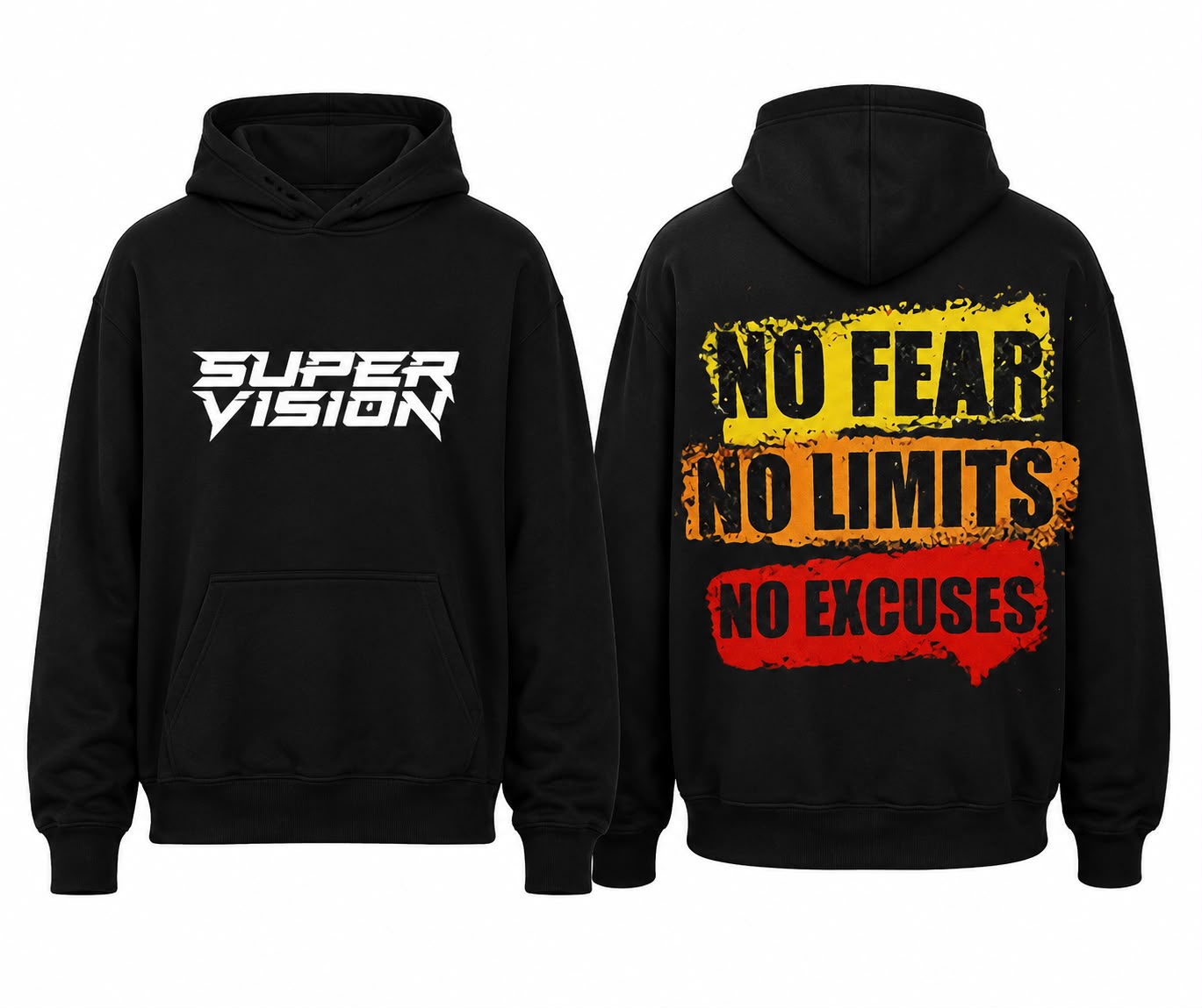 SV Super Vision "No Fear No Limits No Excuses" Hoodie — Black
